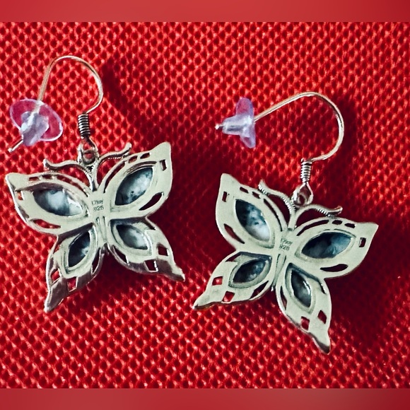 Artisan Crafted White Buffalo Butterfly Earrings in Sterling Silver 7.40 ctw NWT - Picture 6 of 8